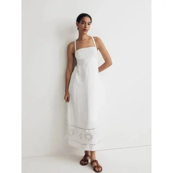 chinese dress ladies Linen-Blend Amber Detail Cami Midi Dress main image 0